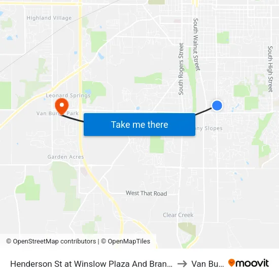 Henderson St at Winslow Plaza And Brandon Court to Van Buren map