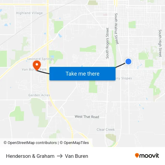 Henderson & Graham to Van Buren map