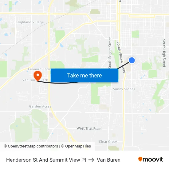 Henderson St And Summit View Pl to Van Buren map