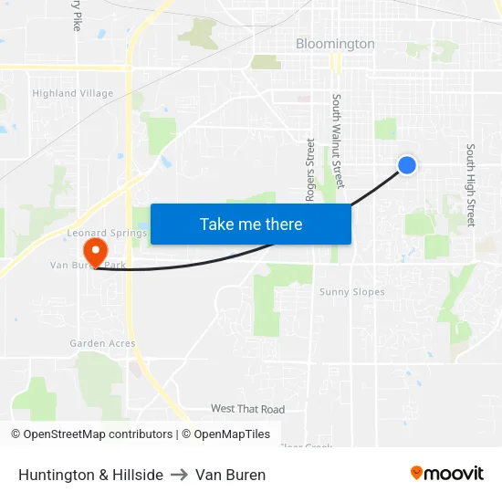 Huntington & Hillside to Van Buren map