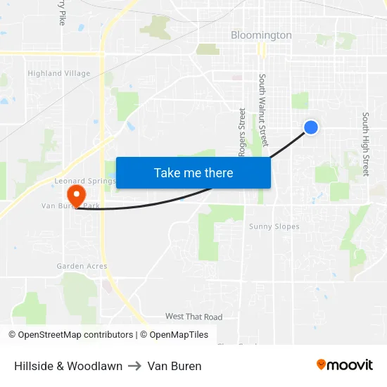 Hillside & Woodlawn to Van Buren map