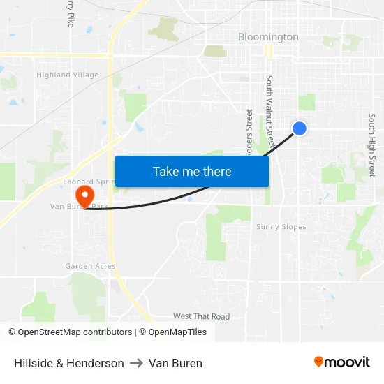 Hillside & Henderson to Van Buren map