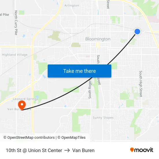 10th St @ Union St Center to Van Buren map