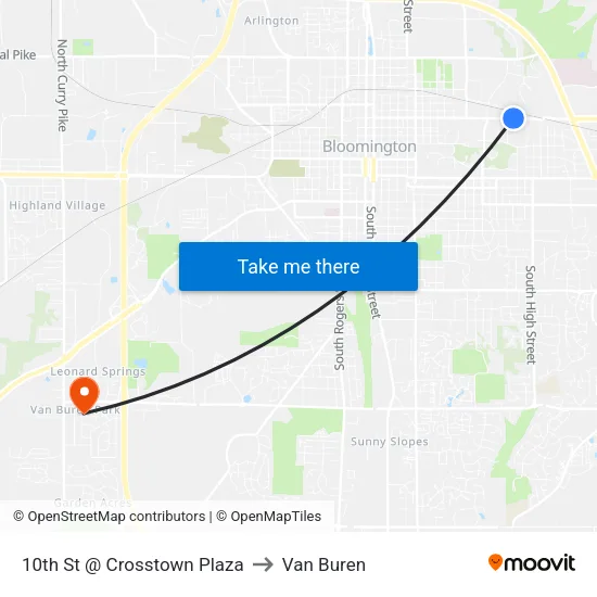 10th St @ Crosstown Plaza to Van Buren map