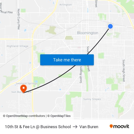 10th St & Fee Ln @ Business School to Van Buren map