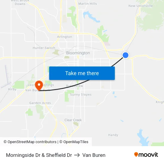 Morningside Dr & Sheffield Dr to Van Buren map
