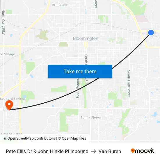 Pete Ellis Dr & John Hinkle Pl Inbound to Van Buren map