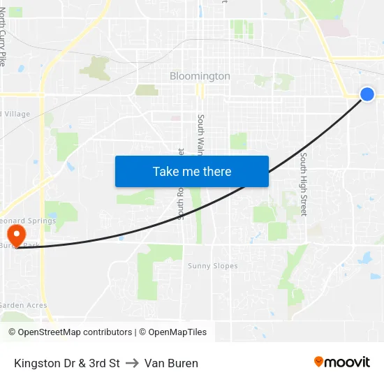 Kingston Dr & 3rd St to Van Buren map