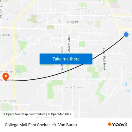 College Mall East Shelter to Van Buren map