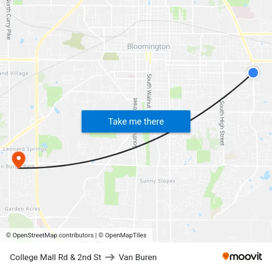 College Mall Rd & 2nd St to Van Buren map