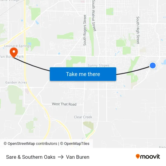 Sare & Southern Oaks to Van Buren map