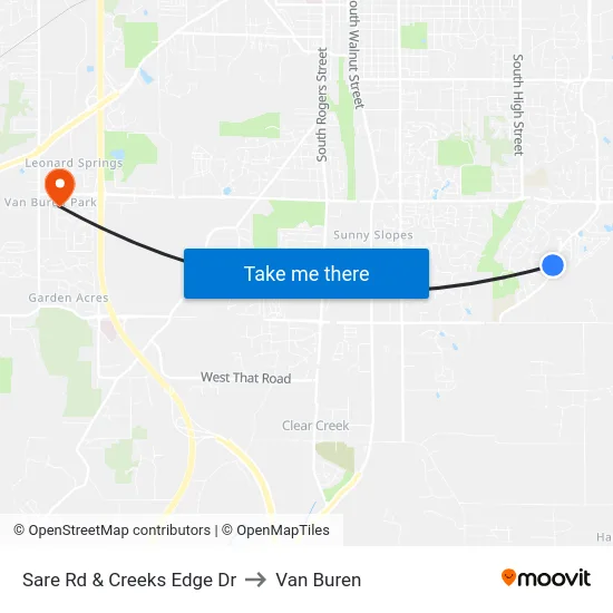 Sare Rd & Creeks Edge Dr to Van Buren map