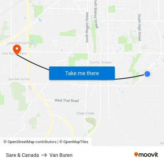 Sare & Canada to Van Buren map