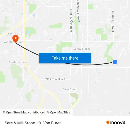 Sare & Mill Stone to Van Buren map