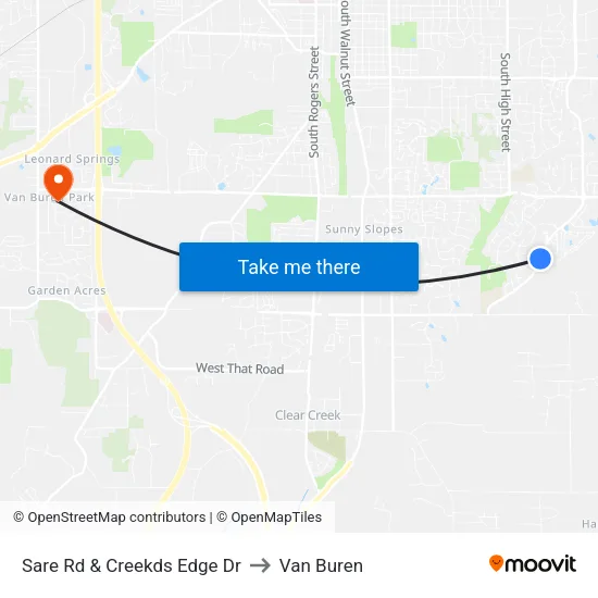 Sare Rd & Creekds Edge Dr to Van Buren map