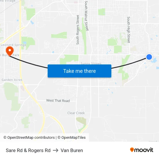 Sare Rd & Rogers Rd to Van Buren map
