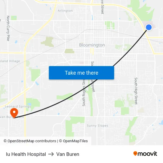 Iu Health Hospital to Van Buren map