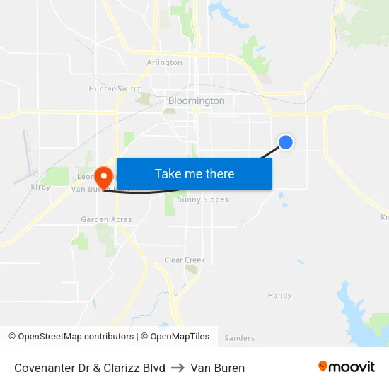 Covenanter Dr & Clarizz Blvd to Van Buren map