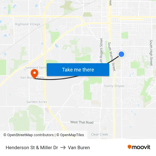 Henderson St & Miller Dr to Van Buren map