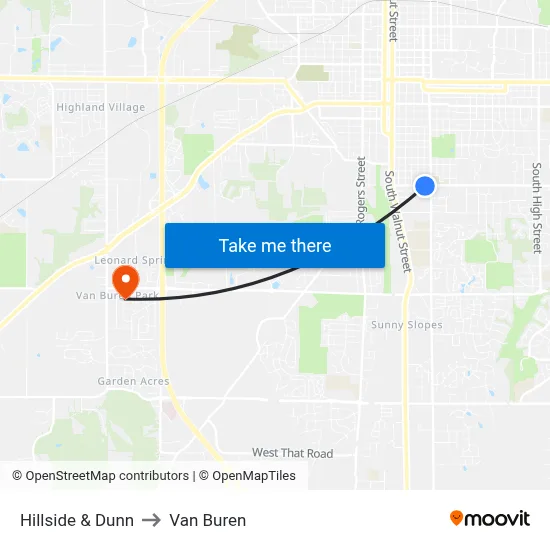 Hillside & Dunn to Van Buren map