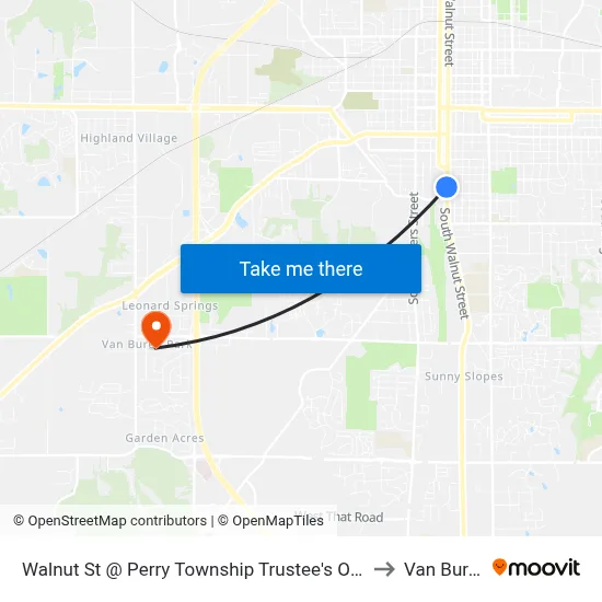 Walnut St @ Perry Township Trustee's Office to Van Buren map