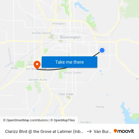 Clarizz Blvd @ the Grove at Latimer (Inbound) to Van Buren map