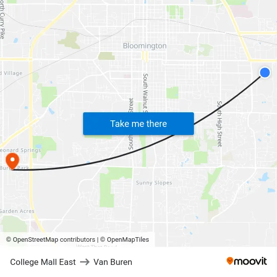 College Mall East to Van Buren map