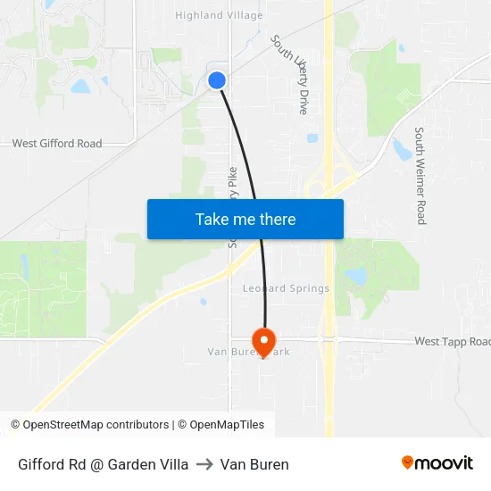 Gifford Rd @ Garden Villa to Van Buren map