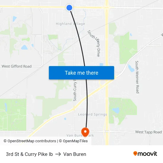 3rd St & Curry Pike Ib to Van Buren map
