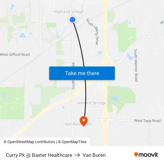 Curry Pk @ Baxter Healthcare to Van Buren map