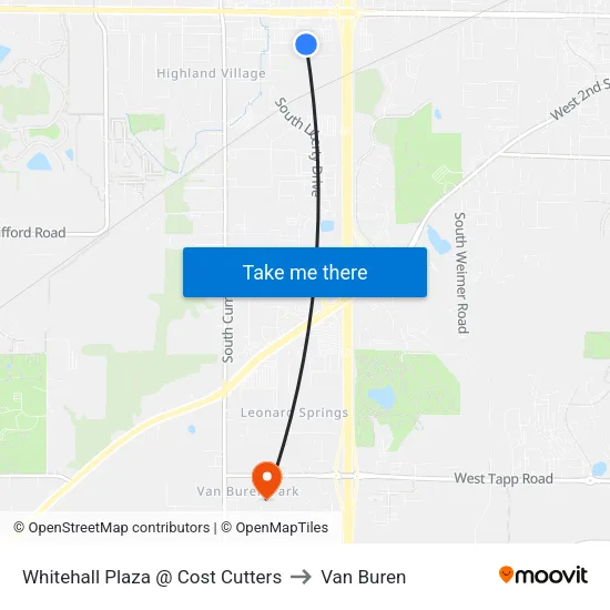Whitehall Plaza @ Cost Cutters to Van Buren map