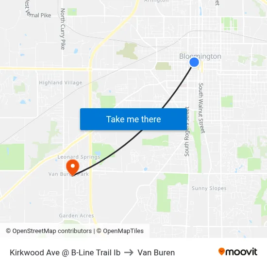 Kirkwood Ave @ B-Line Trail Ib to Van Buren map