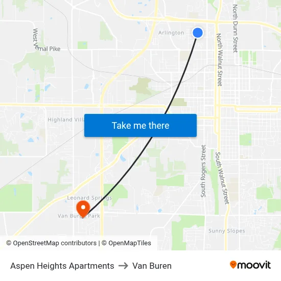 Aspen Heights Apartments to Van Buren map