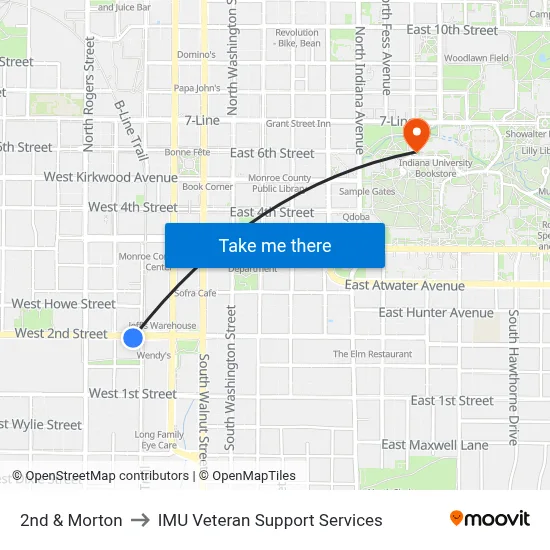 2nd & Morton to IMU Veteran Support Services map