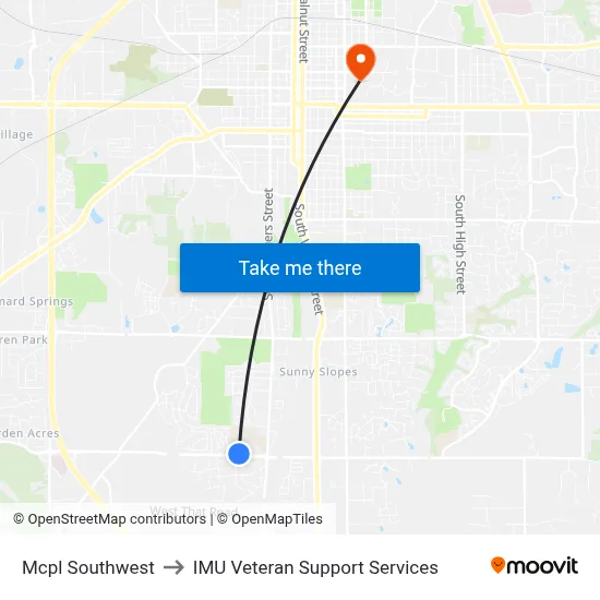 Mcpl Southwest to IMU Veteran Support Services map