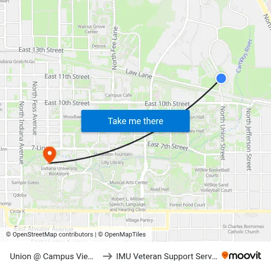 Union @ Campus View Nb to IMU Veteran Support Services map