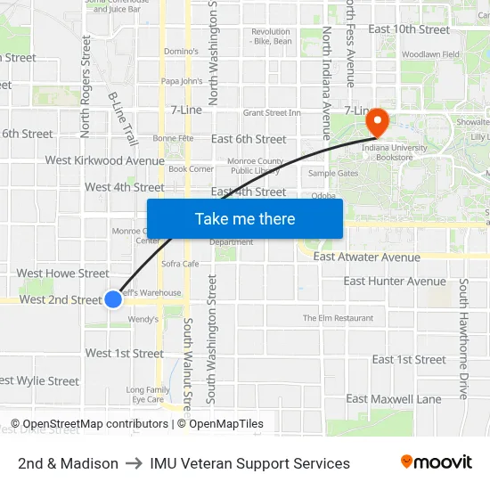 2nd & Madison to IMU Veteran Support Services map