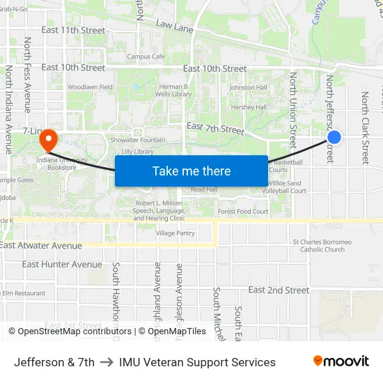 Jefferson & 7th to IMU Veteran Support Services map