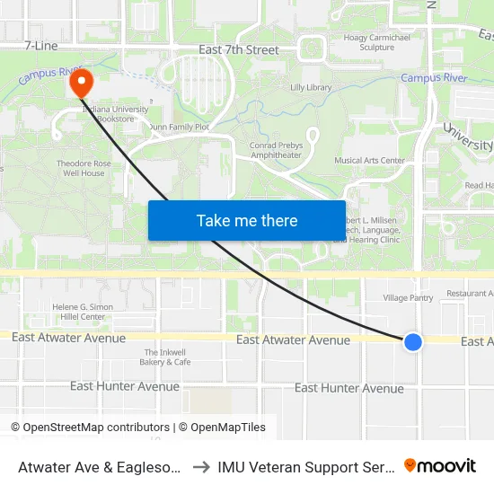 Atwater Ave & Eagleson Ave to IMU Veteran Support Services map