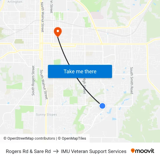 Rogers Rd & Sare Rd to IMU Veteran Support Services map