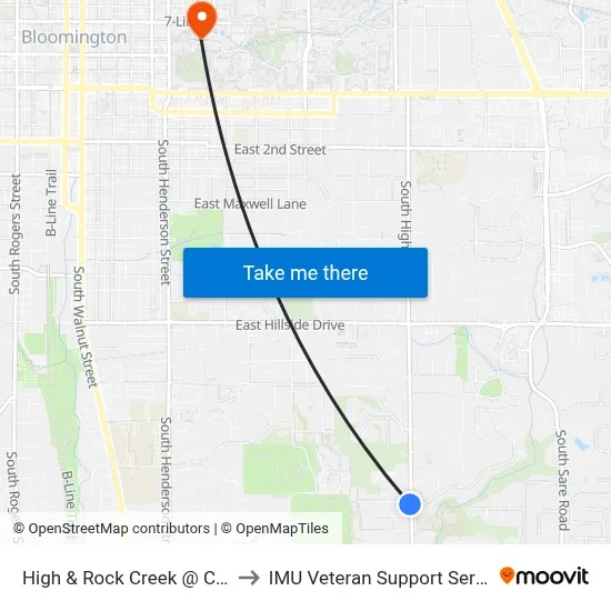 High & Rock Creek @ Childs to IMU Veteran Support Services map