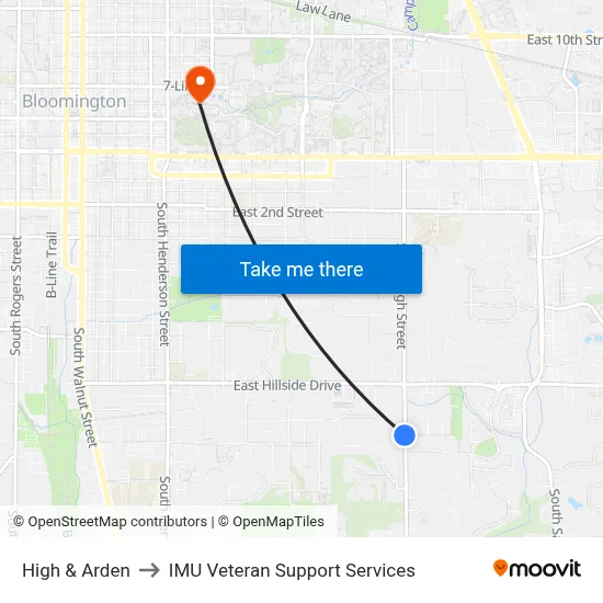 High & Arden to IMU Veteran Support Services map