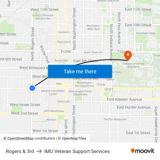 Rogers & 3rd to IMU Veteran Support Services map