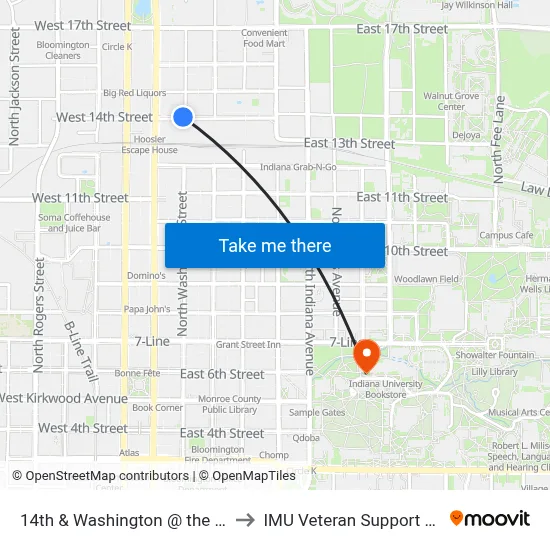 14th & Washington @ the Standard to IMU Veteran Support Services map