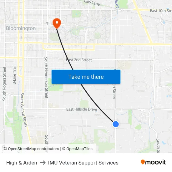 High & Arden to IMU Veteran Support Services map