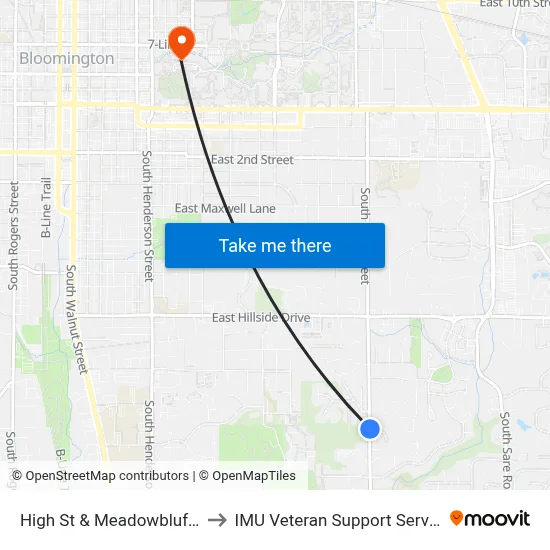 High St & Meadowbluff Ct to IMU Veteran Support Services map