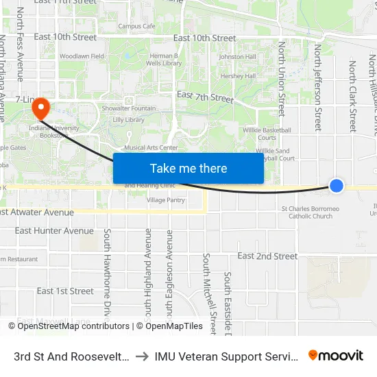 3rd St And Roosevelt St to IMU Veteran Support Services map