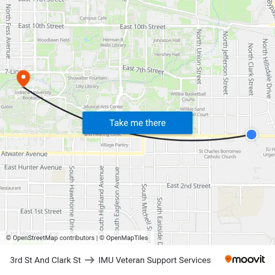 3rd St And Clark St to IMU Veteran Support Services map