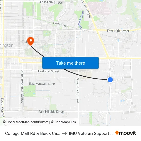 College Mall Rd & Buick Cadillac Blvd to IMU Veteran Support Services map