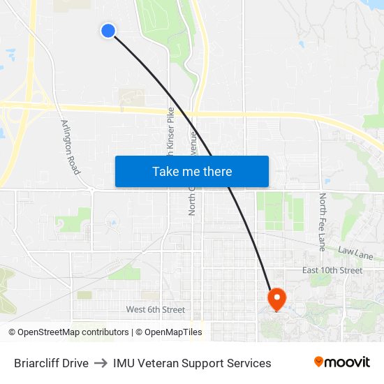 Briarcliff Drive to IMU Veteran Support Services map